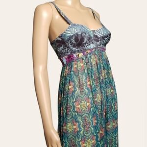 Maaji Beach Coverup Maxi Dress / Sz M / Animal-print bra top, multicolored skirt